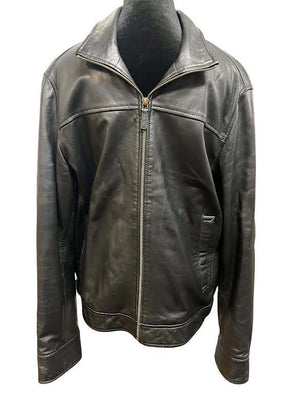 Faconnable Black Leather Jacket Medium