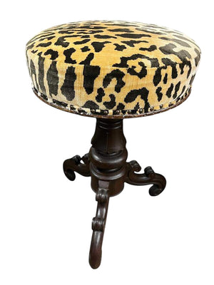 Victorian Piano Stool Leopard Upholstery Adjustable