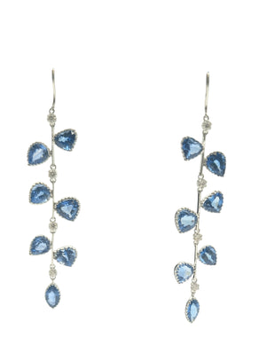 Earrings Drop Down 18k White Gold w/ Sapphires & Diamonds