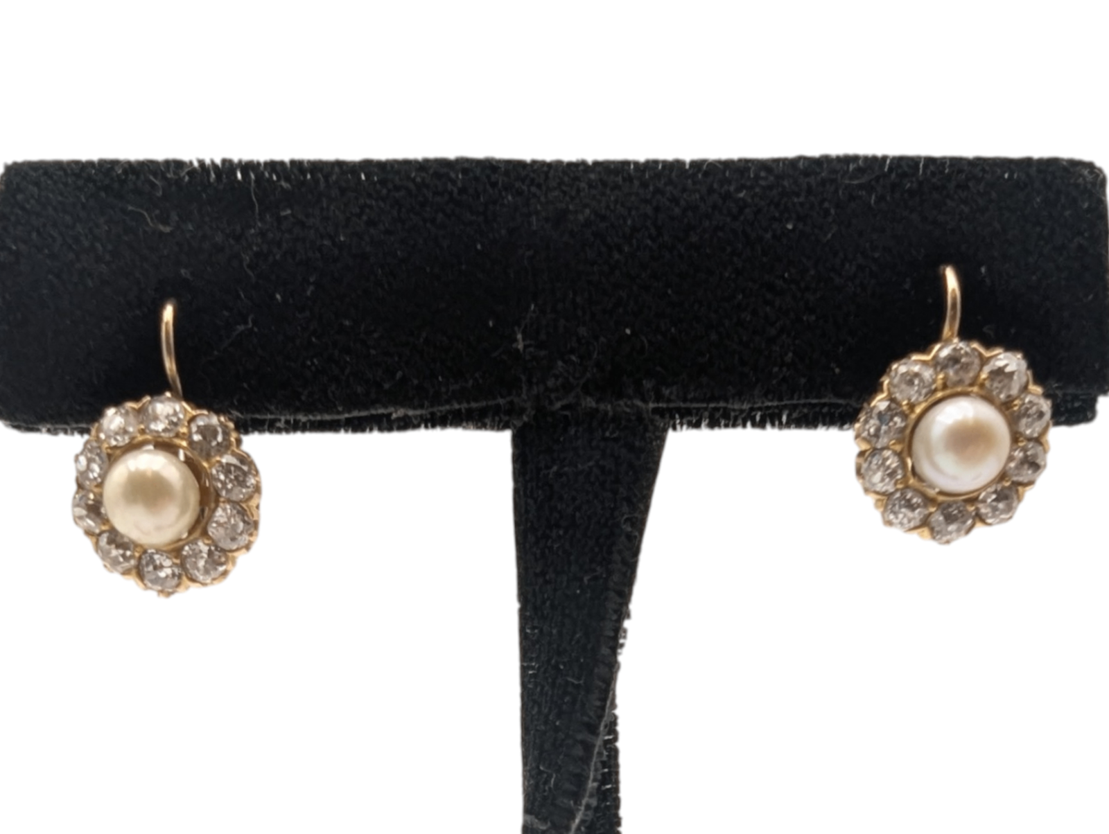 Earringgs 14k Yellow Gold w/ Pearls & Diamonds