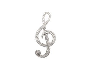Pendant 18k White Gold w/ Diamonds (Treble Clef)