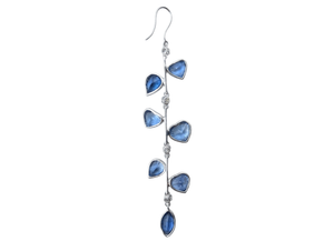 Earrings Drop Down 18k White Gold w/ Sapphires & Diamonds
