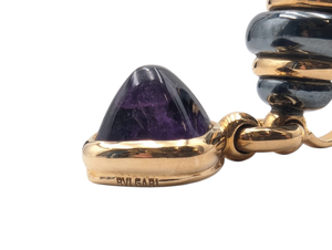 Earrings BVLGARI 18k Yellow Gold w/ Amethyst & Hematite