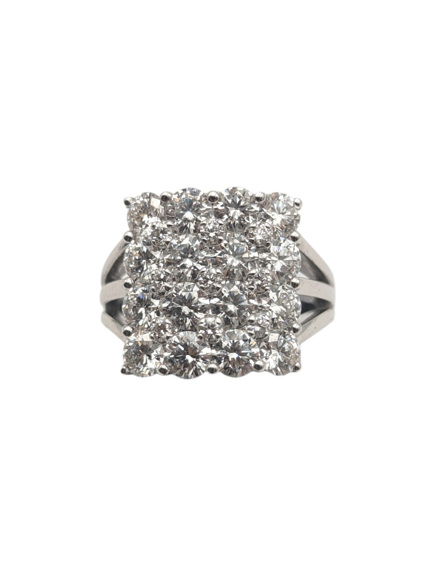 Ring 18k White Gold w/ Multi Set Diamonds Square Shape