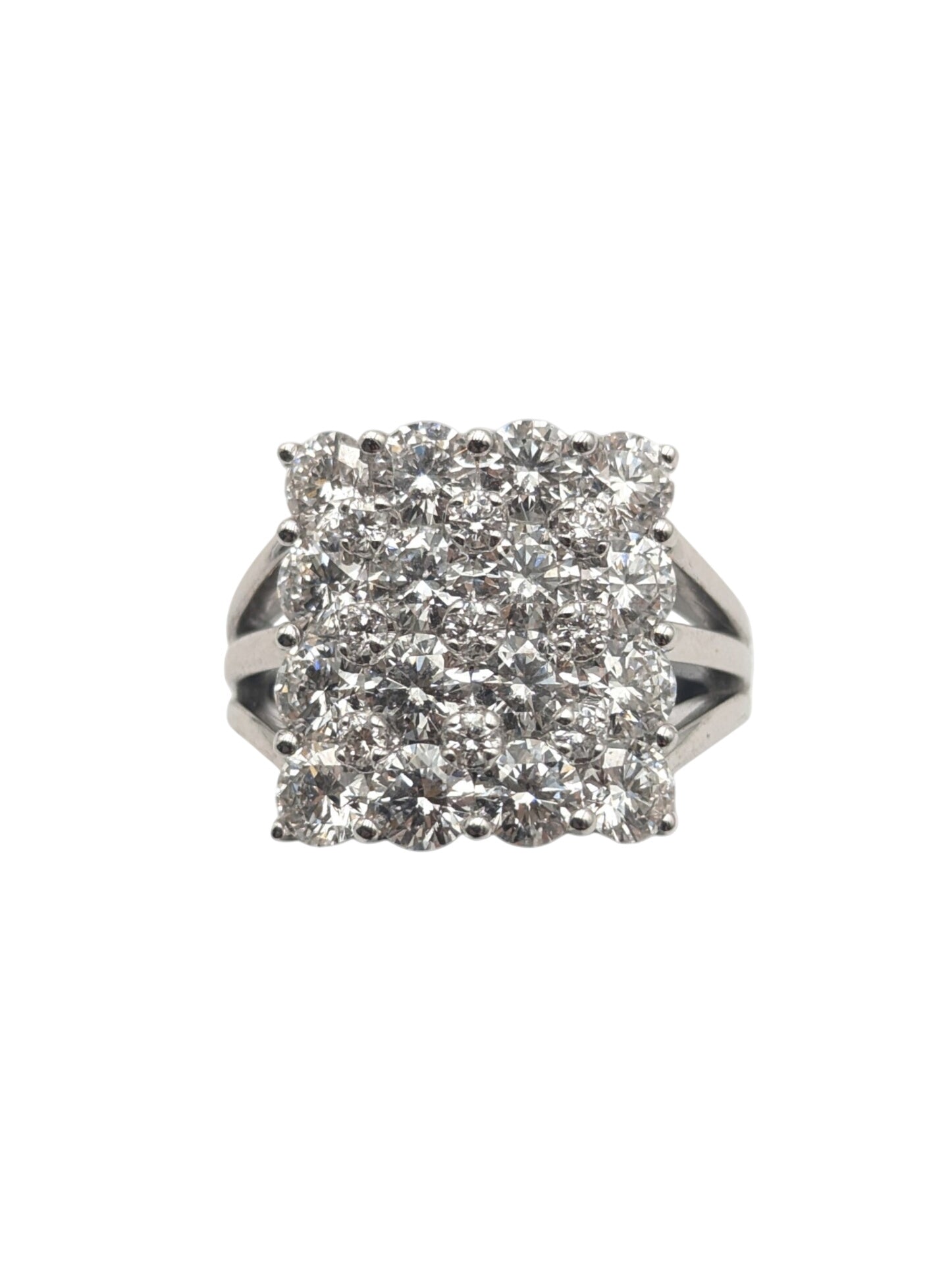 Ring 18k White Gold w/ Multi Set Diamonds Square Shape