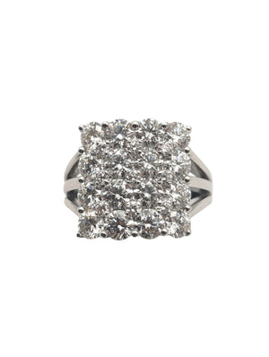 Ring 18k White Gold w/ Multi Set Diamonds Square Shape