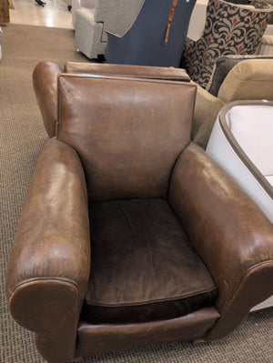 Pair Leather Club Chairs