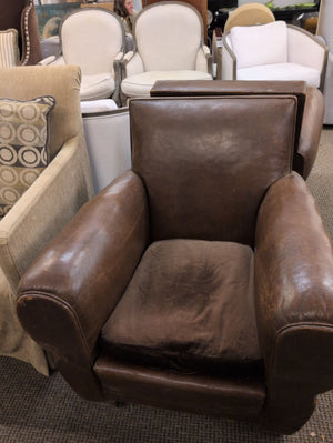Pair Leather Club Chairs