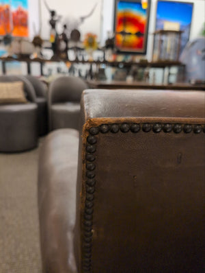 Pair Leather Club Chairs