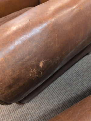 Pair Leather Club Chairs