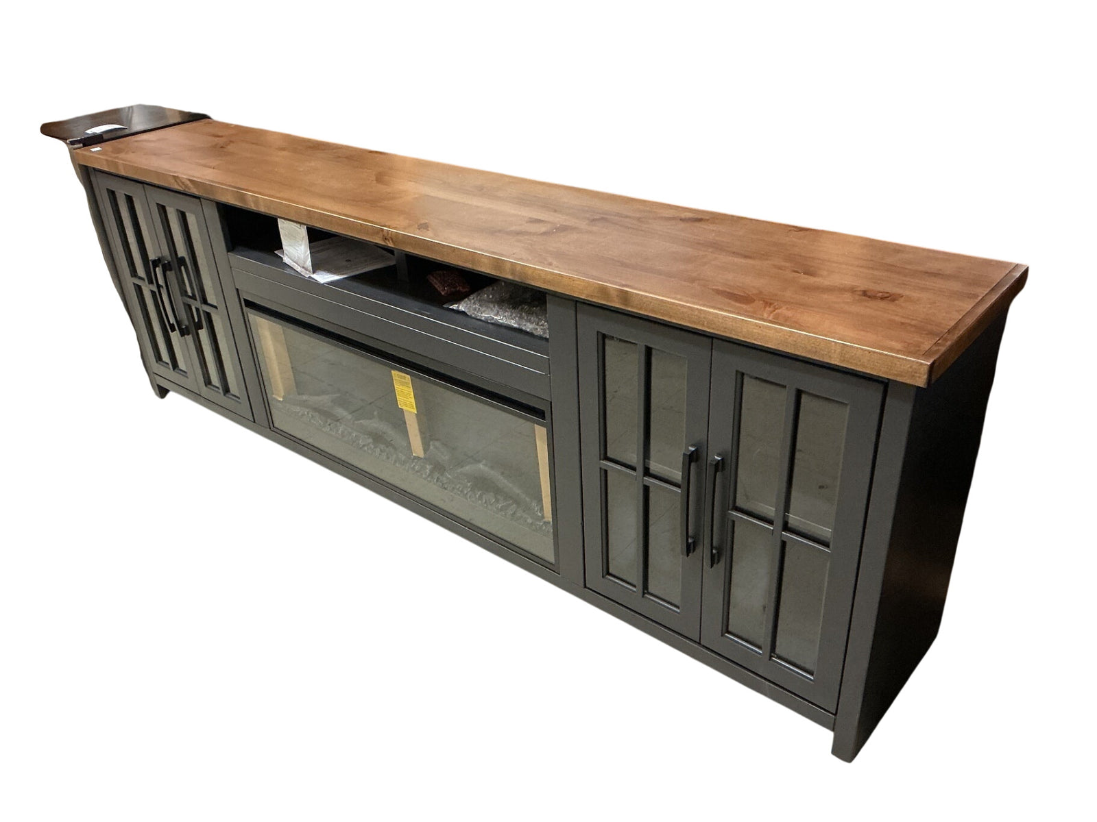 Brixham solid wood fireplace TV stand