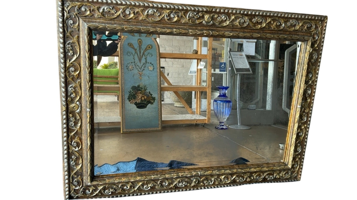 Carved Framed Gilt Beveled Mirror