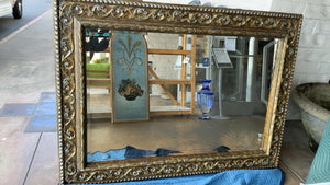 Carved Framed Gilt Beveled Mirror