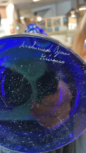 Archimede Seguso Murano Blue Candlesticks (Pair)