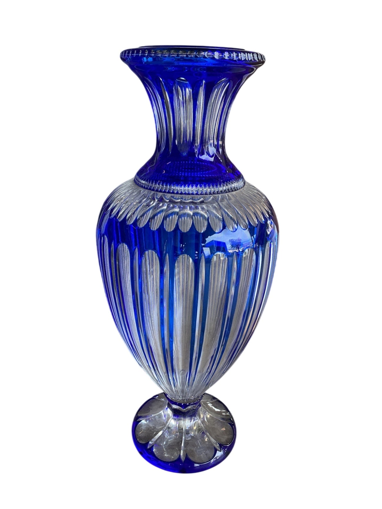 Tall Bohemian Crystal Vase With Lid
