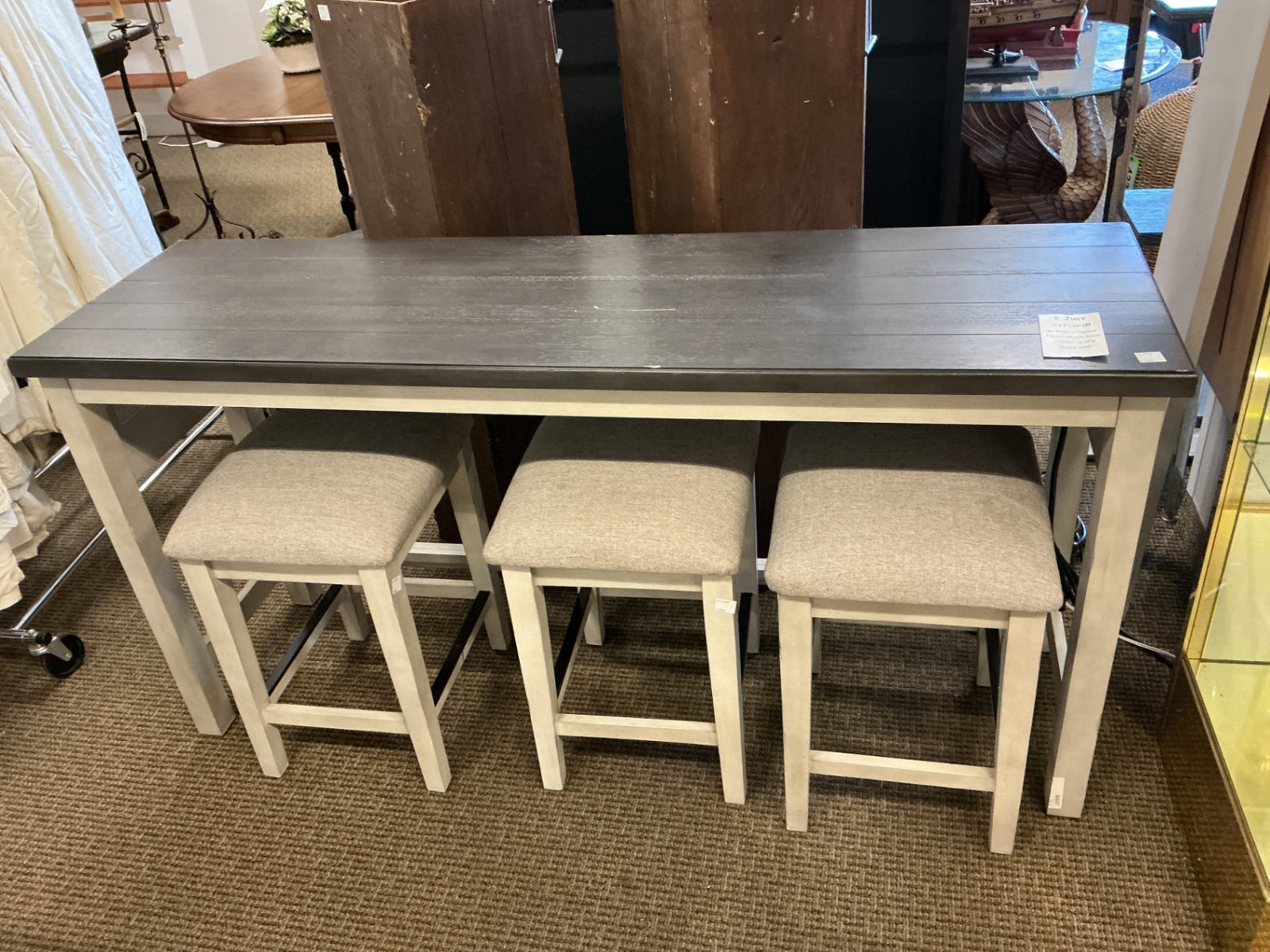Sofa table set/bar with three barstools