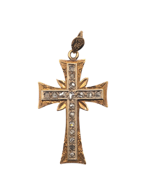 Pendant Cross 18k Rose Gold w/ Rose Cut Diamonds