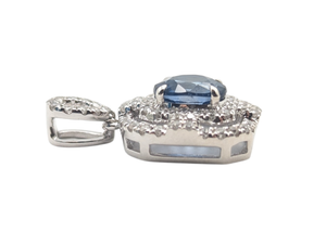 Pendant 18k White Gold Sapphire w/ Diamonds