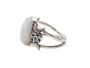 Ring Silver w/ Large Moonstone