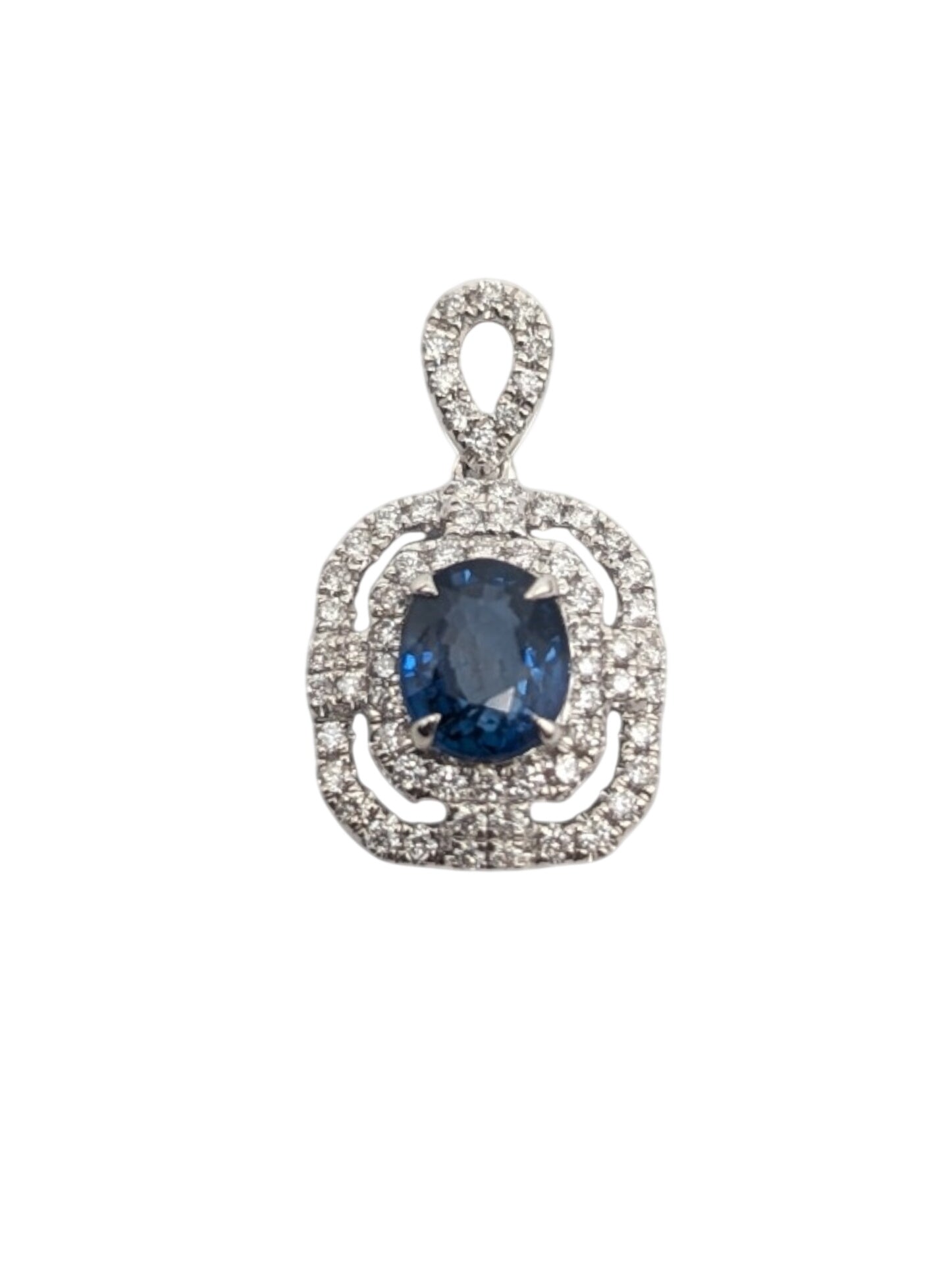 Pendant 18k White Gold Sapphire w/ Diamonds