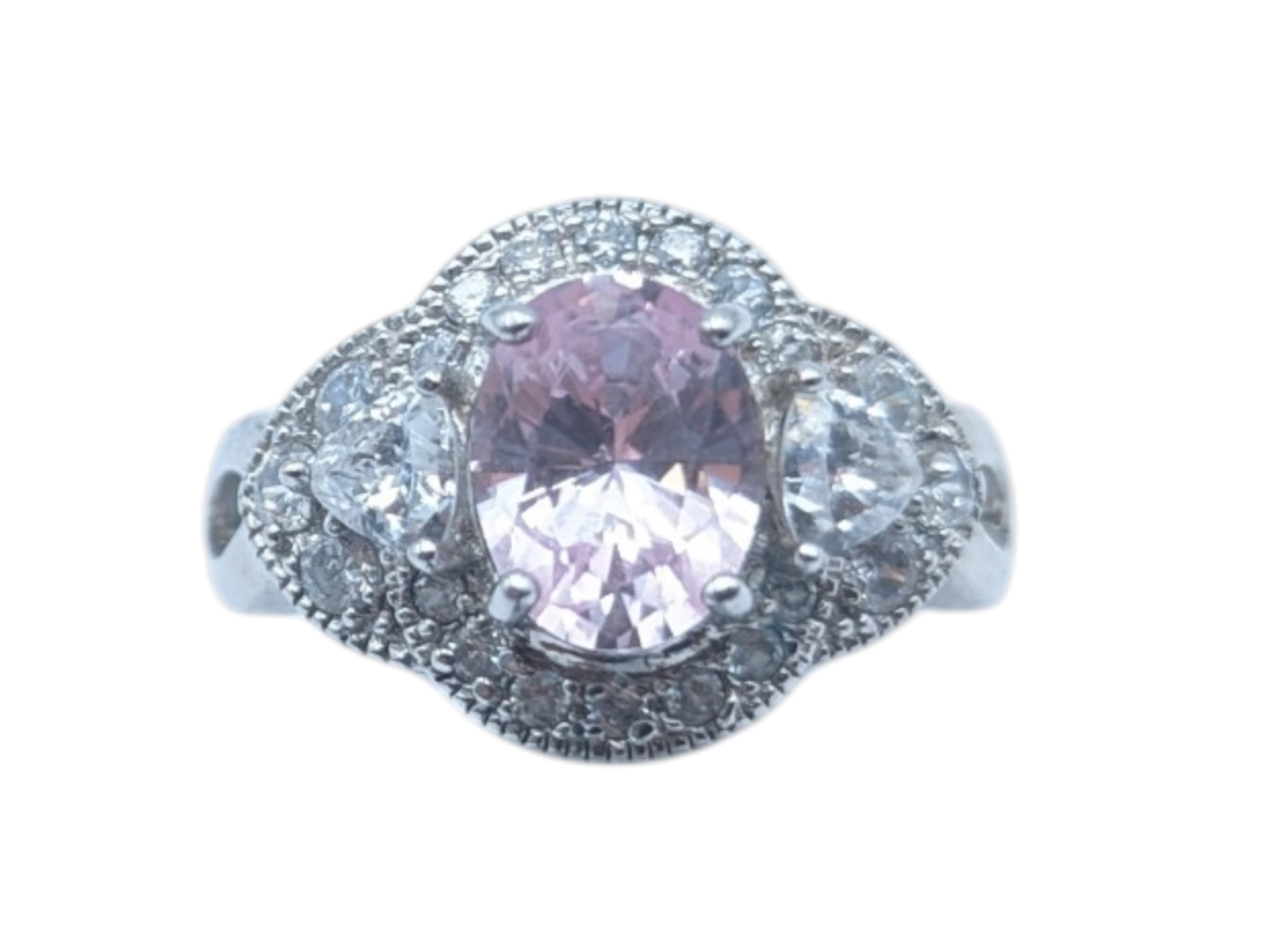 Ring Sterling Silver w/ Pink Center Stone