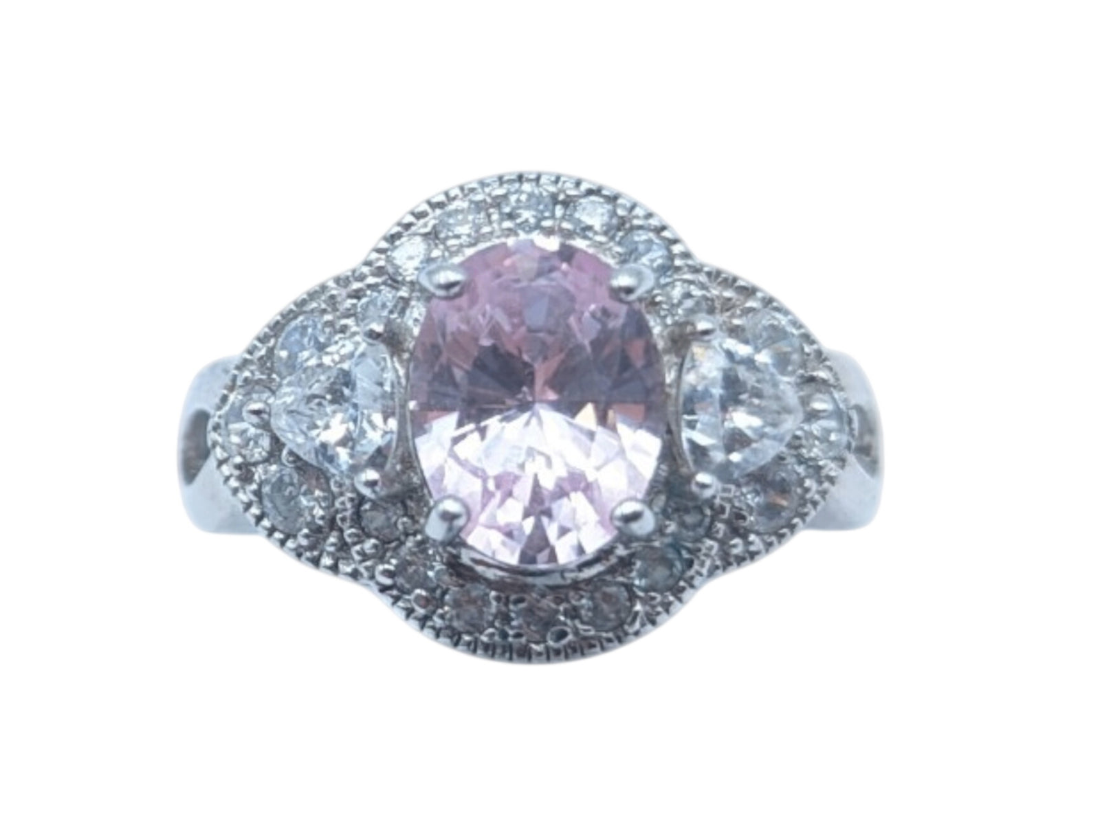 Ring Sterling Silver w/ Pink Center Stone