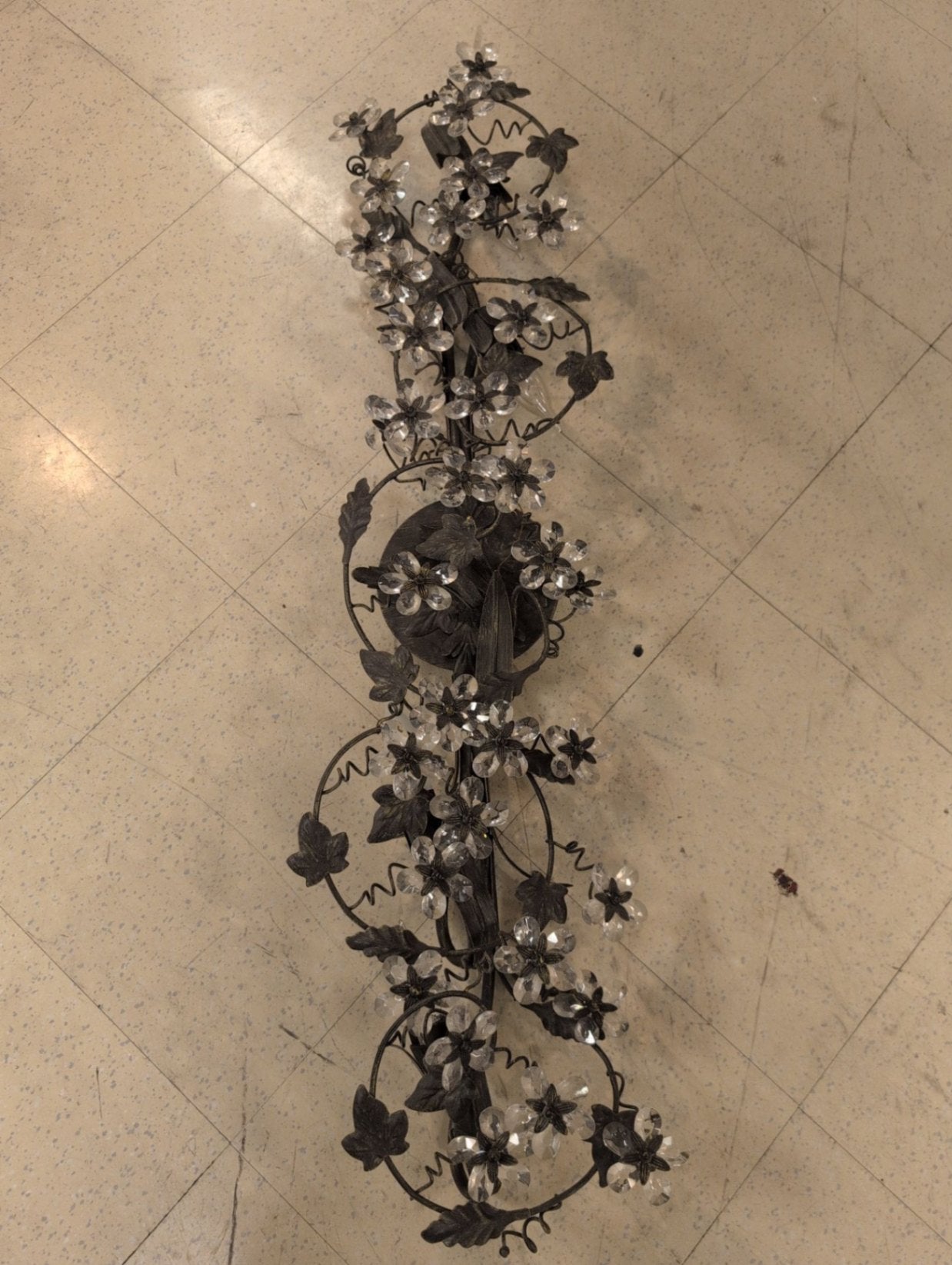 Metal & Crystal Floral Wall Sconce