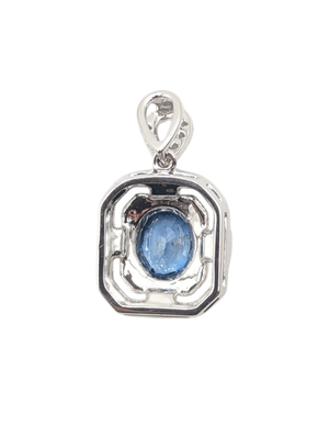 Pendant 18k White Gold Sapphire w/ Diamonds