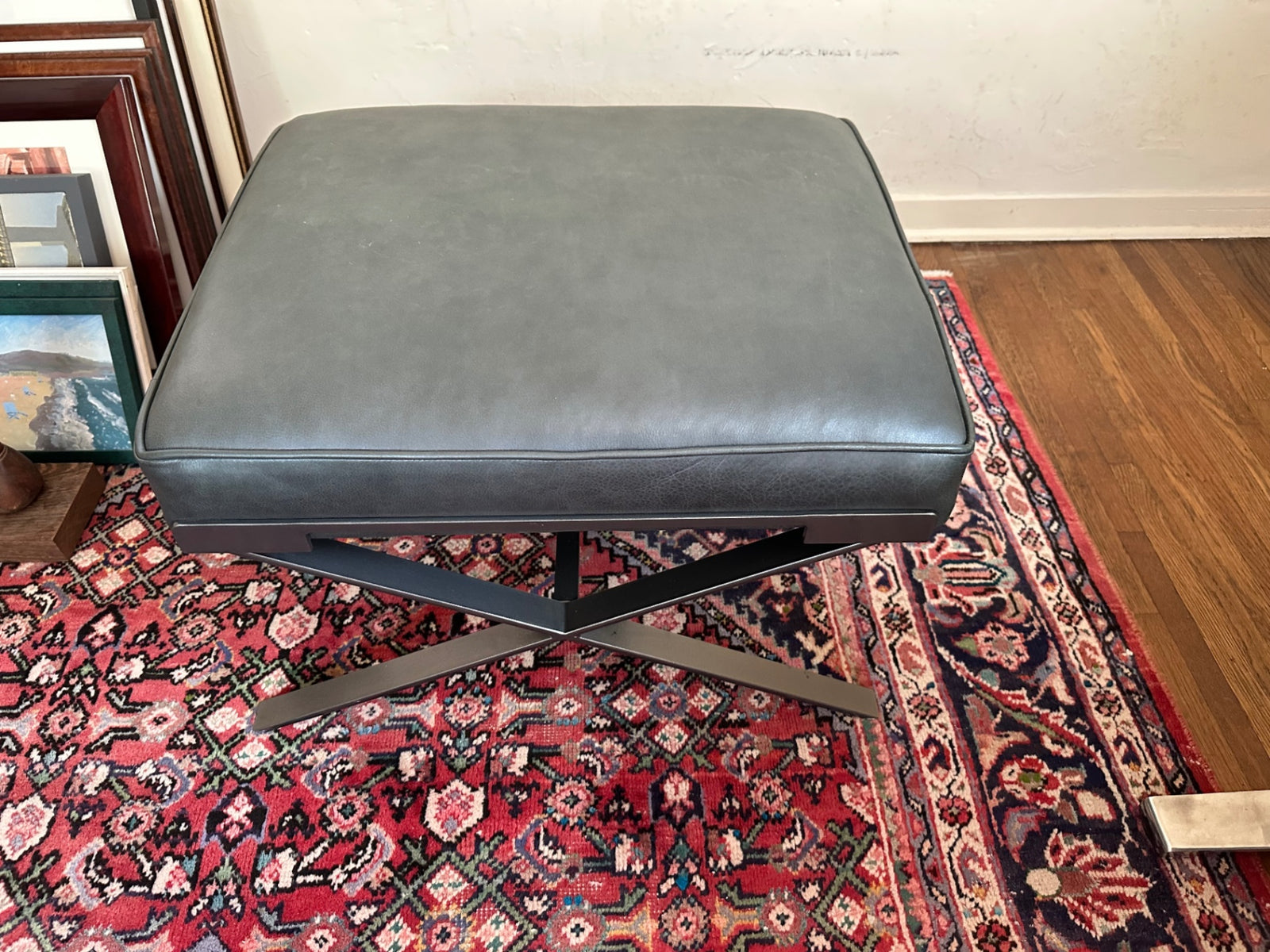 CR Laine Leather  Ottoman