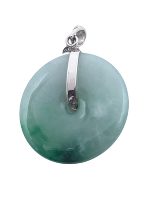 Pendant 18k White Gold w/ Jade & Accent Diamonds