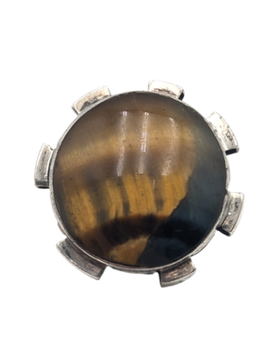 Ring Sterling Silver "J. Comes" w/ Large Tigers eye TAXCO