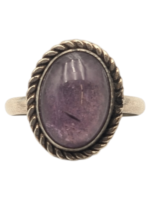 Ring Sterling Silver w/ Amethyst Braided Bezel
