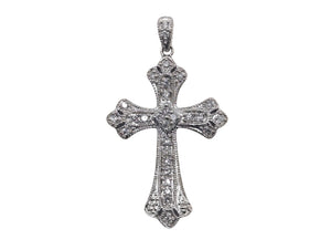 Pendant Cross 10k White Gold w/ Diamonds