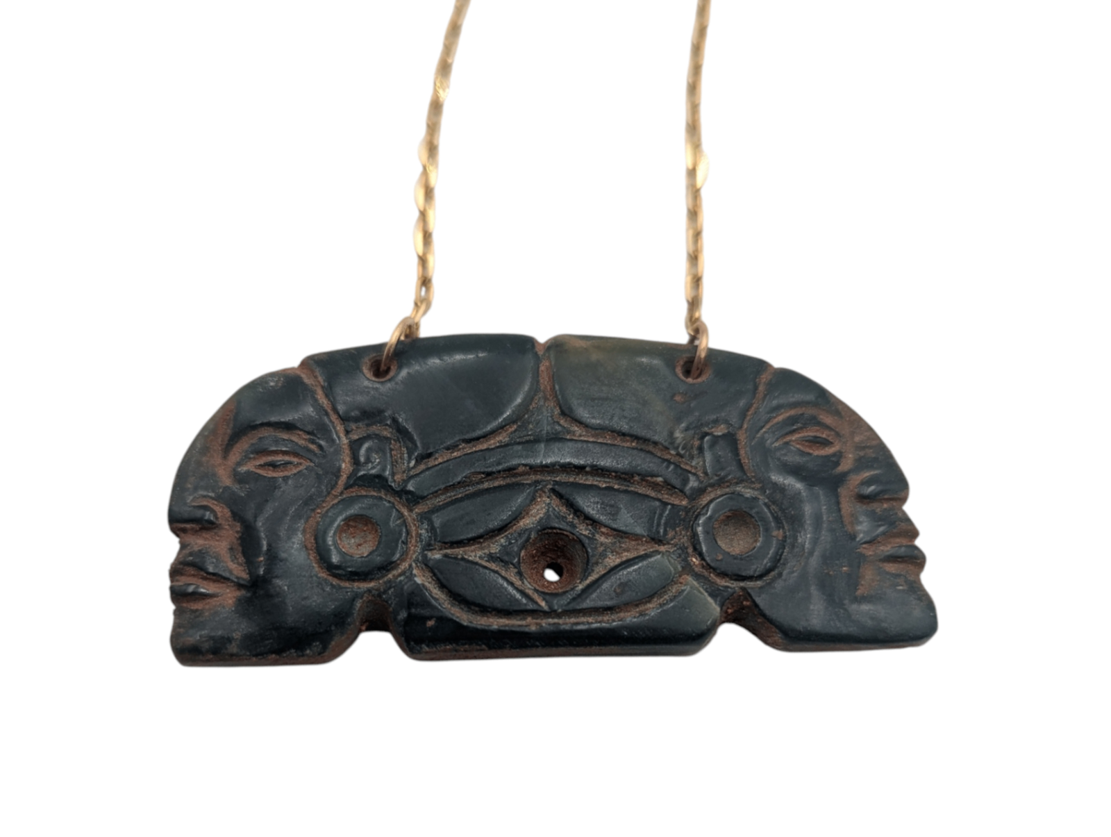 Necklace 14k Yellow Gold Chain Late Classic Maya Jade 600-900CE