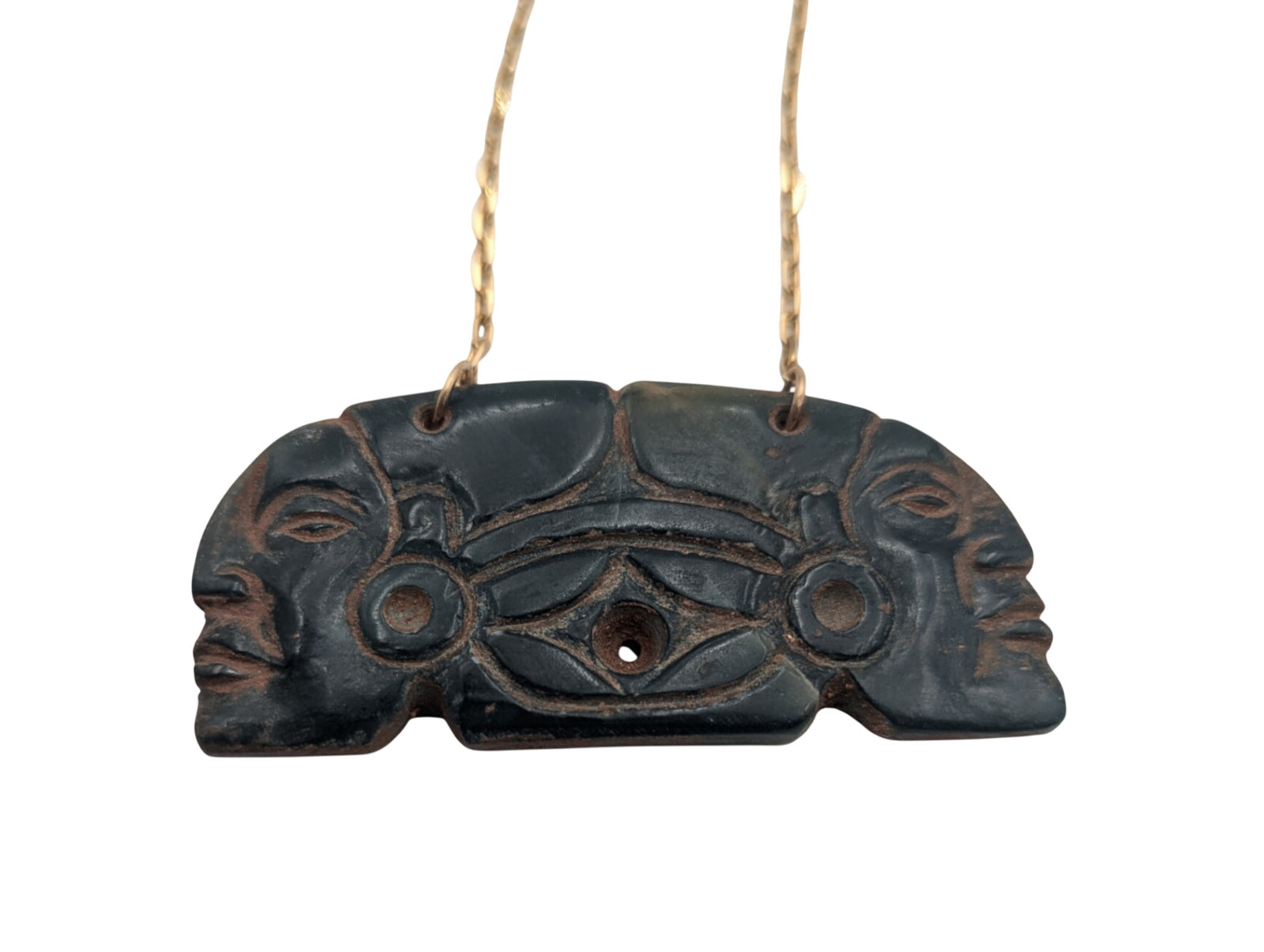 Necklace 14k Yellow Gold Chain Late Classic Maya Jade 600-900CE