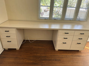 Large custom desk and bookcase/printer stand