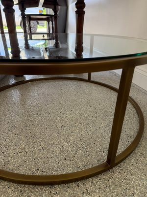 Glass and metal coffee table