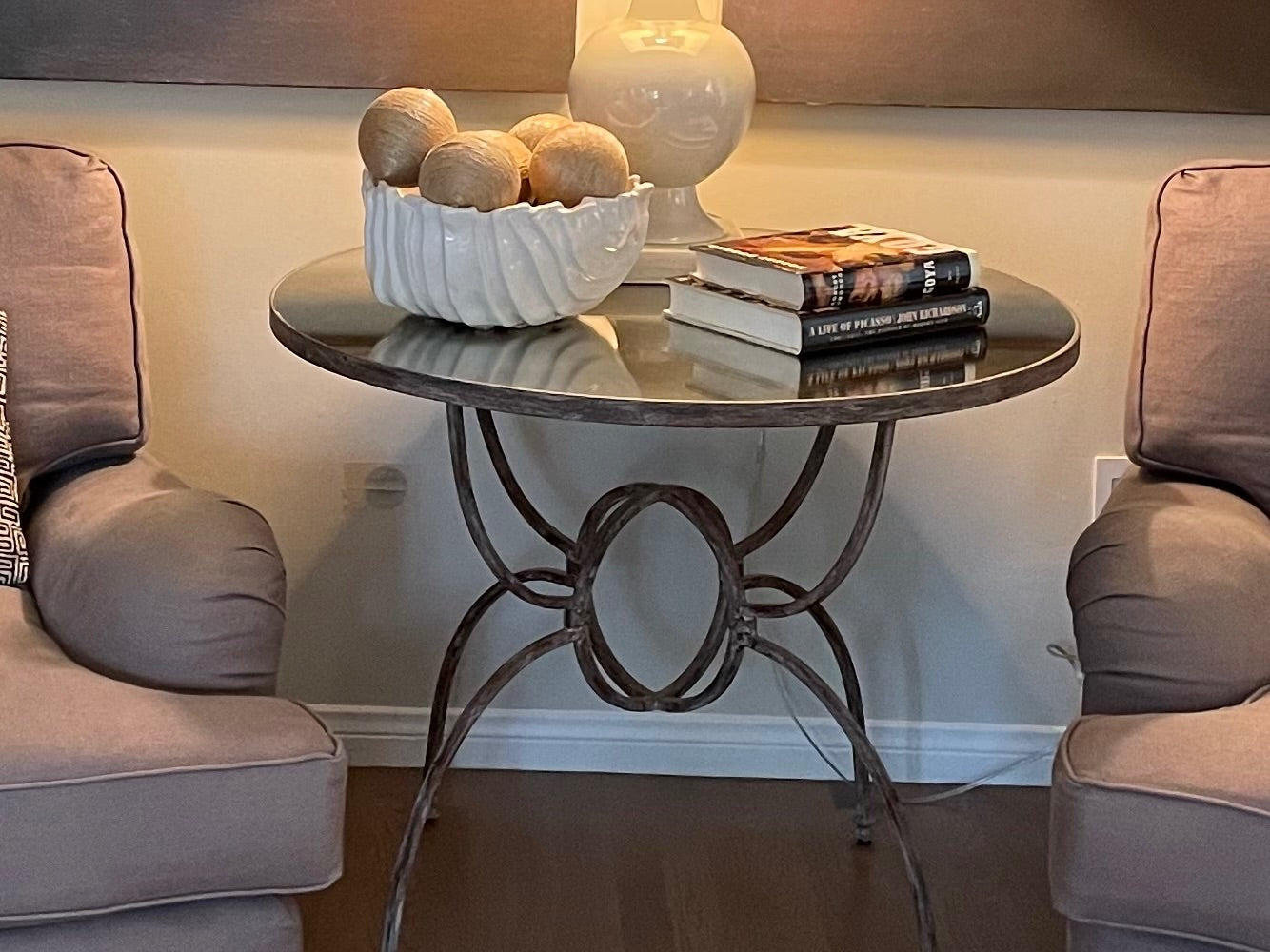 Round Mirror Top Side Table