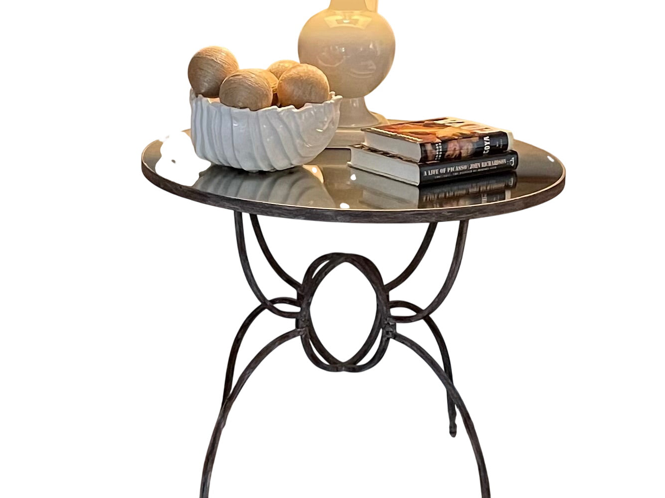 Round Mirror Top Side Table