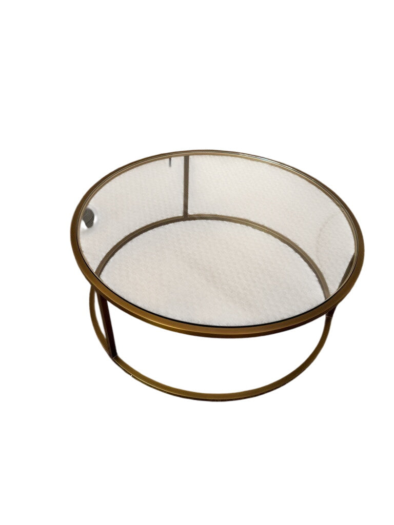 Glass and metal coffee table
