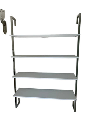 nickle and wood shelf