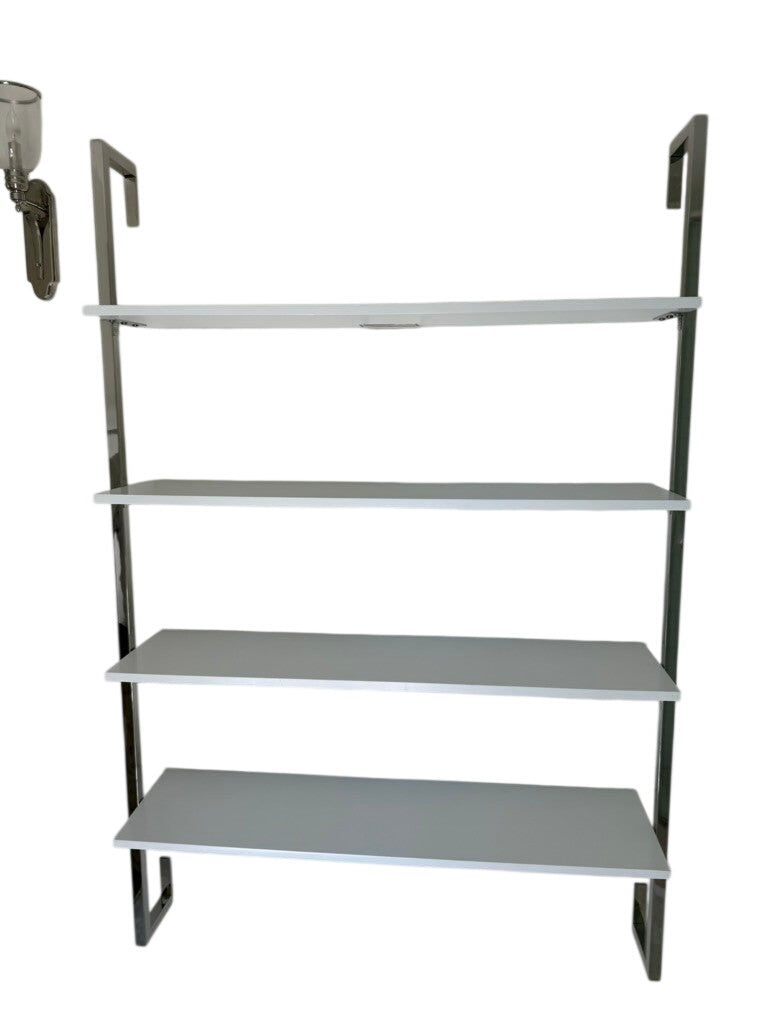 nickle and wood shelf