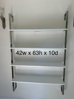 nickle and wood shelf