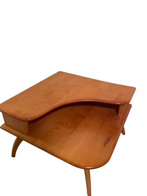 Heywood Wakefield Corner Table With  Boomerang Shelf