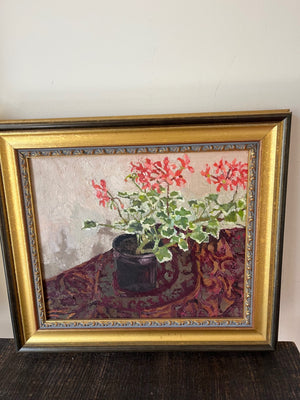 Geraniums Oil painting 15 x 13