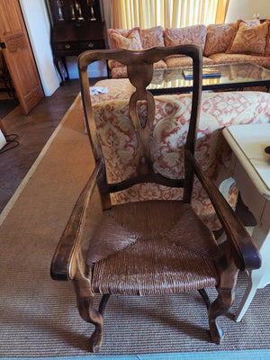 Italian Rococo Rush Seat Dining Chairs (set of 8) 6 reg. 2 captain