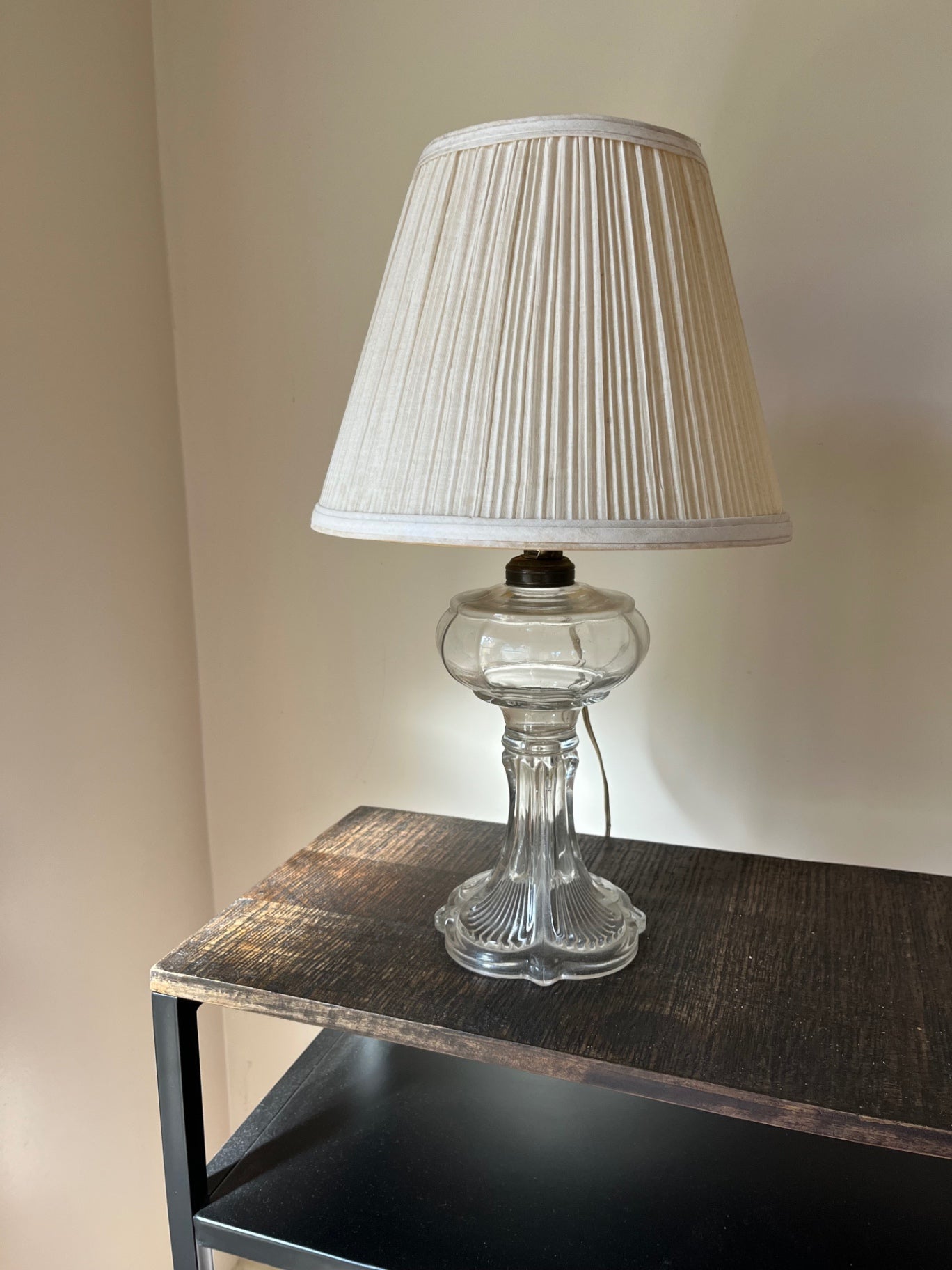 Antique converted kerosine glass lamps (Pair)