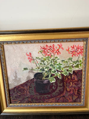 Geraniums Oil painting 15 x 13