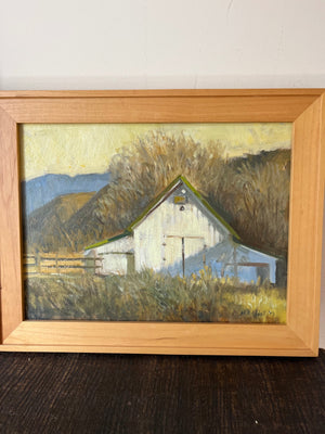 White barn, painting