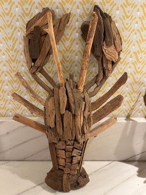 Driftwood crab & lobster wall hanging Beach Folk Art (Set)